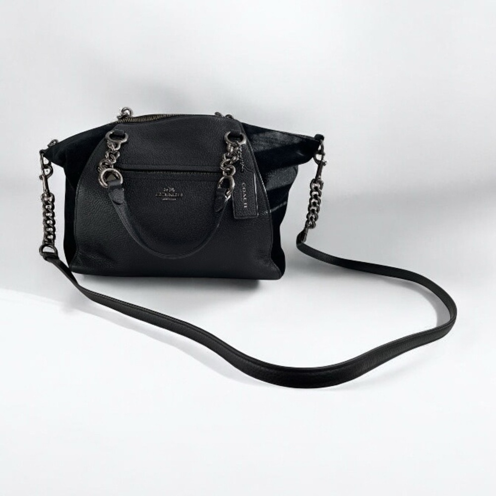 Coach Prairie Black Pebbled Leather Satchel Crossbody Purse Handbag 79997 EUC!
